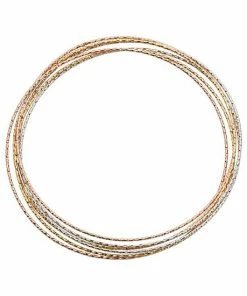 Jordan Blue 14k Gold Over Silver And Sterling Silver Tri-Tone Interlocking Bangle Bracelet