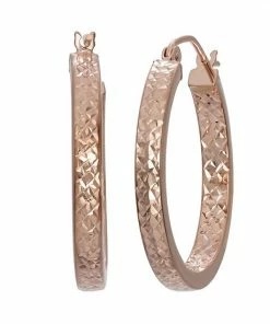 Jordan Blue 14k Rose Gold Textured Hoop Earrings