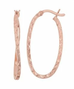 Jordan Blue 14k Rose Gold Over Silver Twist Oval Hoop Earrings