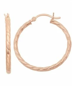 Jordan Blue 14k Rose Gold Over Silver Textured Rope Hoop Earrings