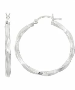 Jordan Blue Sterling Silver Twist Hoop Earrings