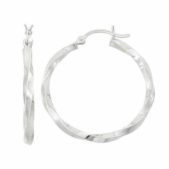 Jordan Blue Sterling Silver Twist Hoop Earrings