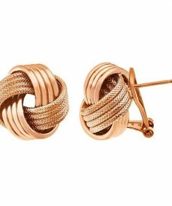 Jordan Blue 14k Gold Over Silver Textured Love Knot Button Stud Earrings Yellow