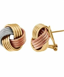 Jordan Blue Two Tone 14k Gold Over Silver & Sterling Silver Textured Love Knot Button Stud Earrings