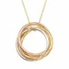Jordan Blue 14k Gold Over Silver And Sterling Silver Tri-Tone Interlocking Circle Pendant