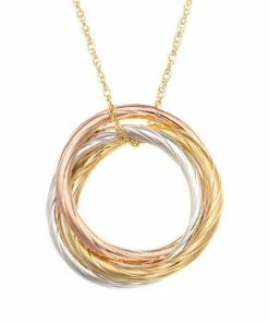 Jordan Blue 14k Gold Over Silver And Sterling Silver Tri-Tone Interlocking Circle Pendant