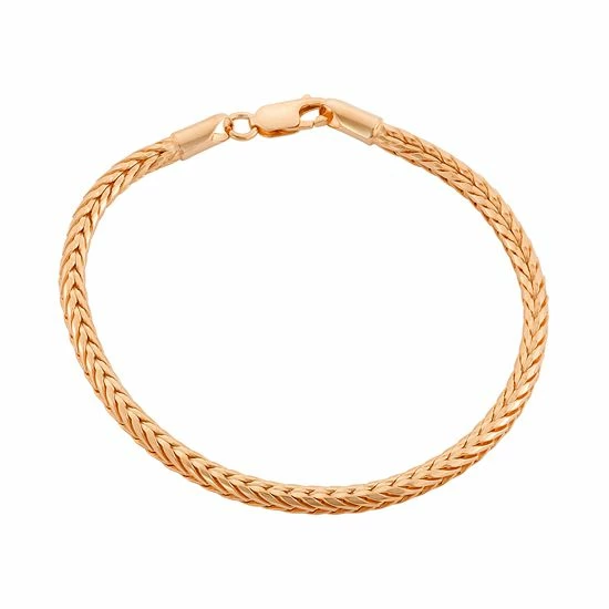 Jordan Blue 14k Gold Over Silver Foxtail Chain Bracelet - 7.5 In. Yellow - Image 2