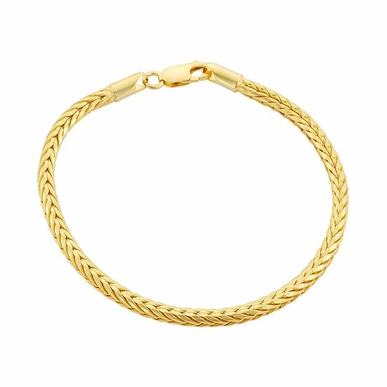 Jordan Blue 14k Gold Over Silver Foxtail Chain Bracelet - 7.5 In. Yellow - Image 3