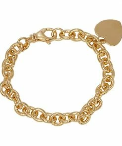 Jordan Blue 14k Gold Over Silver Heart Charm Bracelet Rose