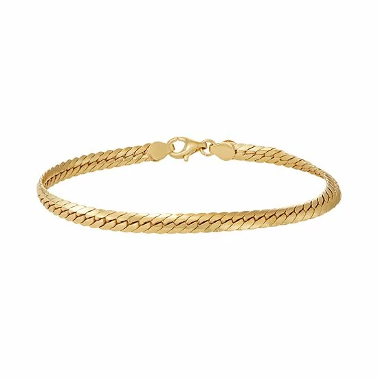 Jordan Blue Men's Sterling Silver Herringbone Chain Bracelet 14k Gold Plated - Image 2