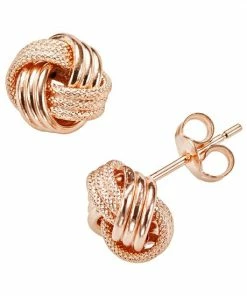 Jordan Blue 14k Rose Gold Textured Love Knot Stud Earrings
