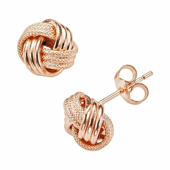 Jordan Blue 14k Rose Gold Textured Love Knot Stud Earrings