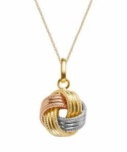 Jordan Blue 14k Gold Tri-Tone Textured Love Knot Pendant