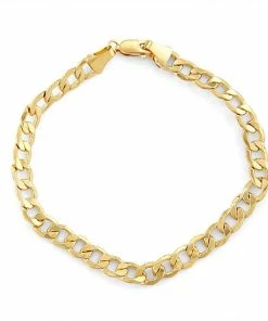 Jordan Blue Men's 14k Gold Cuban Curb Chain Bracelet Yellow