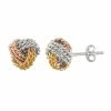 Jordan Blue Tri-Tone Sterling Silver Love Knot Stud Earrings