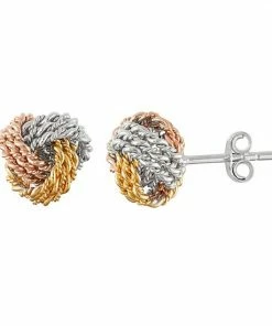 Jordan Blue Tri-Tone Sterling Silver Love Knot Stud Earrings