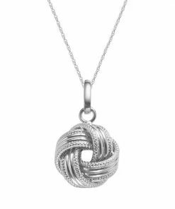 Jordan Blue 14k White Gold Textured Love Knot Pendant