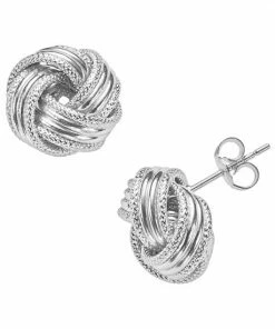 Jordan Blue 14k White Gold Textured Love Knot Stud Earrings