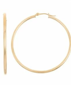Jordan Blue 14k Gold Tube Hoop Earrings - 50 Mm White