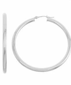 Jordan Blue 14k Gold Tube Hoop Earrings - 40 Mm White