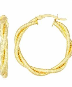 Jordan Blue 14k Gold Plated Silver Braided Hoop Earrings