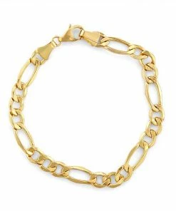 Jordan Blue Men's 14k Gold Figaro Chain Bracelet White