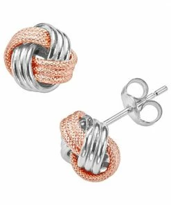 Jordan Blue 14k Gold Two Tone Textured Love Knot Stud Earrings