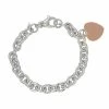 Jordan Blue 14k Rose Gold Over Silver And Sterling Silver Heart Charm Bracelet