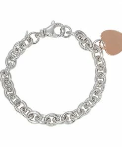 Jordan Blue 14k Rose Gold Over Silver And Sterling Silver Heart Charm Bracelet