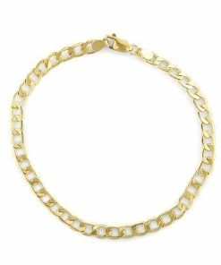 Jordan Blue Men's 14k Gold 5.3mm Cuban Curb Chain Bracelet White