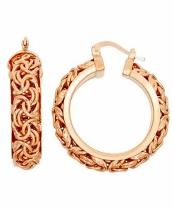 Jordan Blue 14k Rose Gold Over Silver Byzantine Hoop Earrings