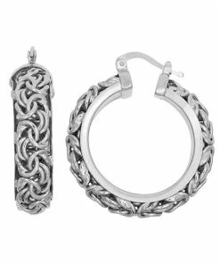 Jordan Blue Sterling Silver Byzantine Hoop Earrings