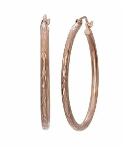 Jordan Blue 14k Rose Gold Textured Hoop Earrings