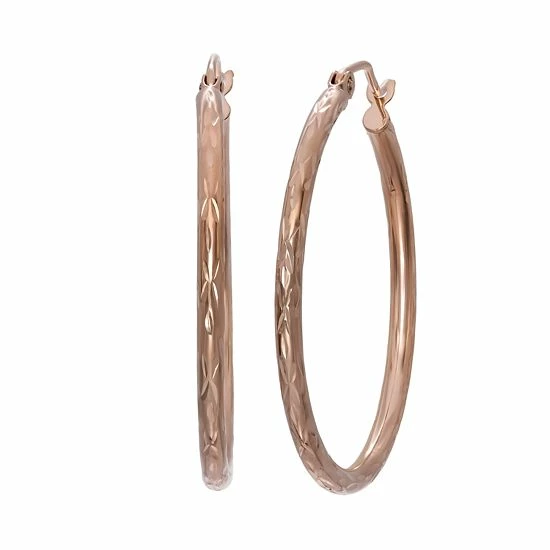 Jordan Blue 14k Rose Gold Textured Hoop Earrings