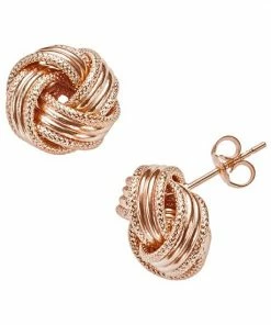Jordan Blue 14k Rose Gold Textured Love Knot Stud Earrings