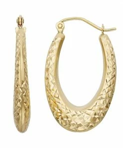 Jordan Blue 14k Gold Textured Oval Hoop Earrings